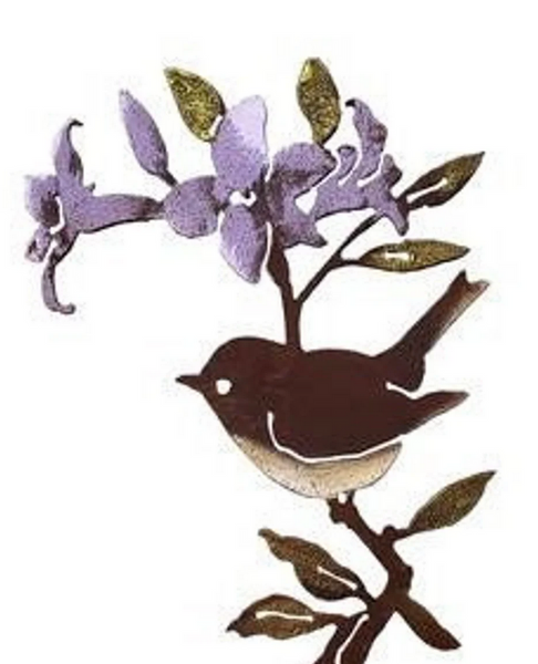 Hand Painted Bird On Flower Garden Stake