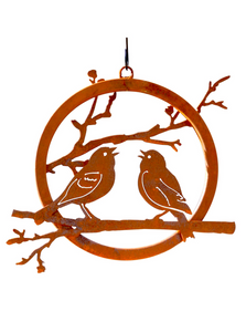 Love Birds on Branch Ring Garden Art Made In USA
