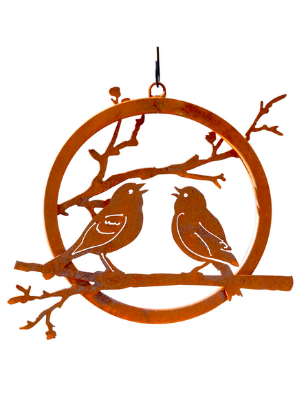 Love Birds on Branch Ring Garden Art Made In USA