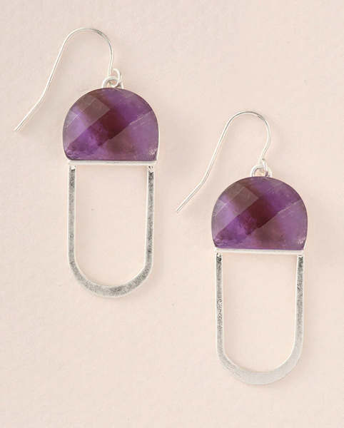 Stone Chandelier Earring : Amethyst/Silver