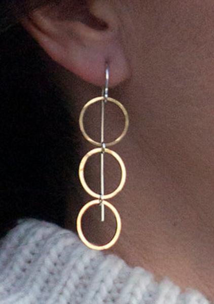 Geometric Threaders Circles Dangle Earrings