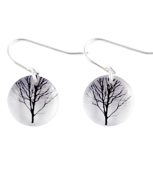 Round Tree Dangle Earrings