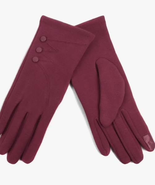 Texting Gloves w/ Three Buttons and Pattern Accent