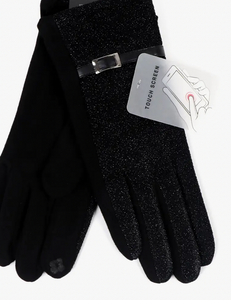 Metallic Texting Gloves w/ Small Belt Buckle Accent