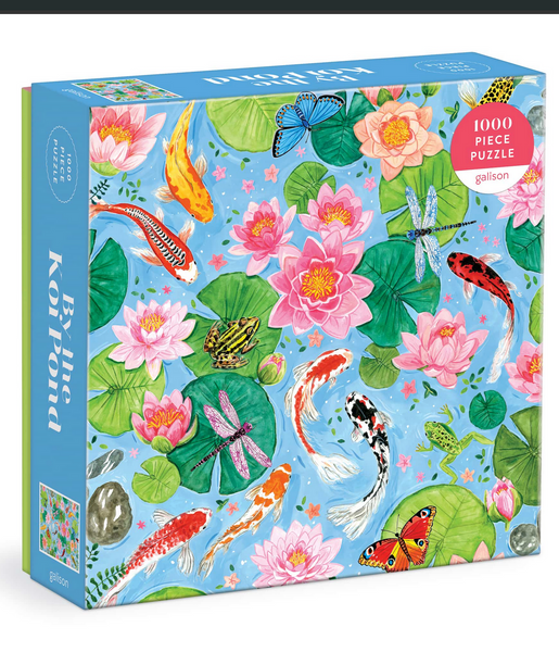 By The Koi Pond: 1000 Piece Puzzle in Square Box