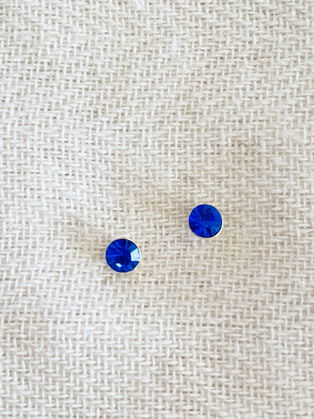 4mm Colorful Cubic Zirconia On Sterling Silver Stud Earrings