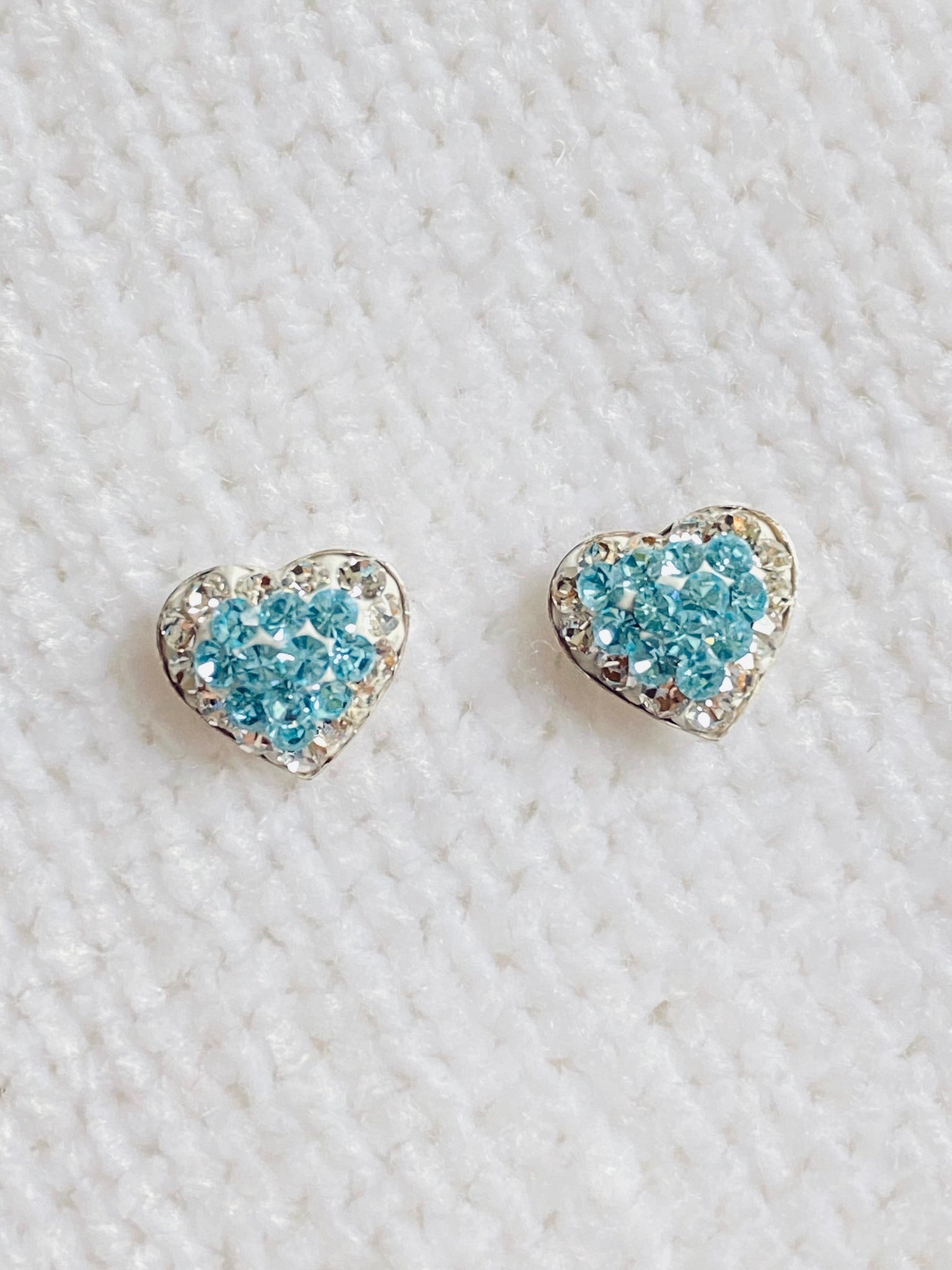 Beautiful CZ Color Heart 925 Stud Sterling Silver Earrings