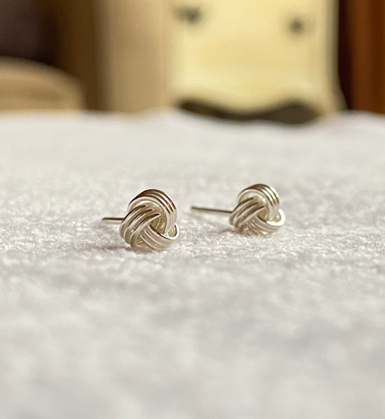 Love Knot Sterling Silver Stud Earrings