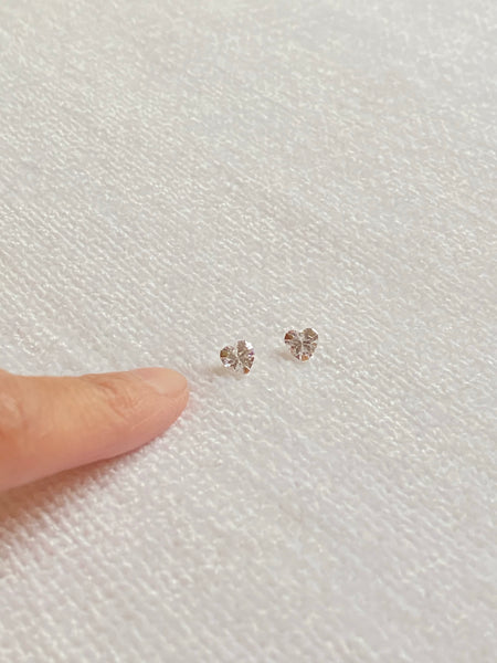 Heart Diamond Stud Sterling Silver Earrings