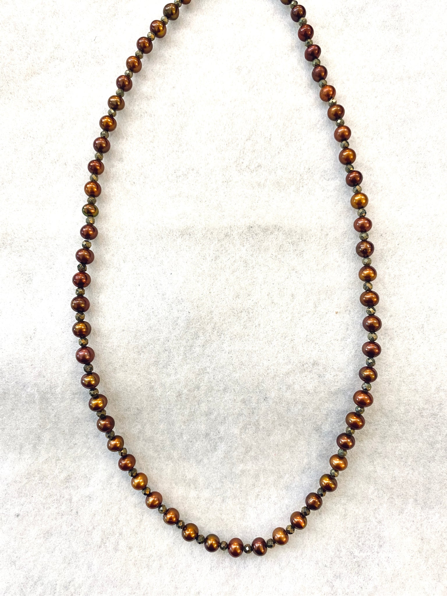 Pearl and Pyrite Beads Necklace Made In PDX