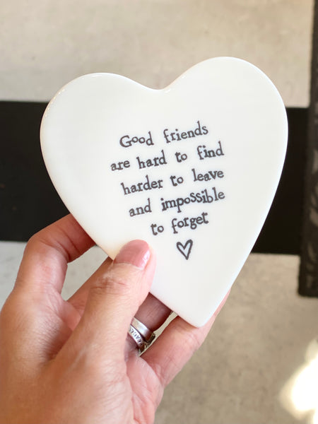 Heart Shaped With Friendship Quote Porcelain Coaster