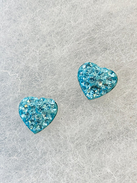 Beautiful CZ Color Heart 925 Stud Sterling Silver Earrings