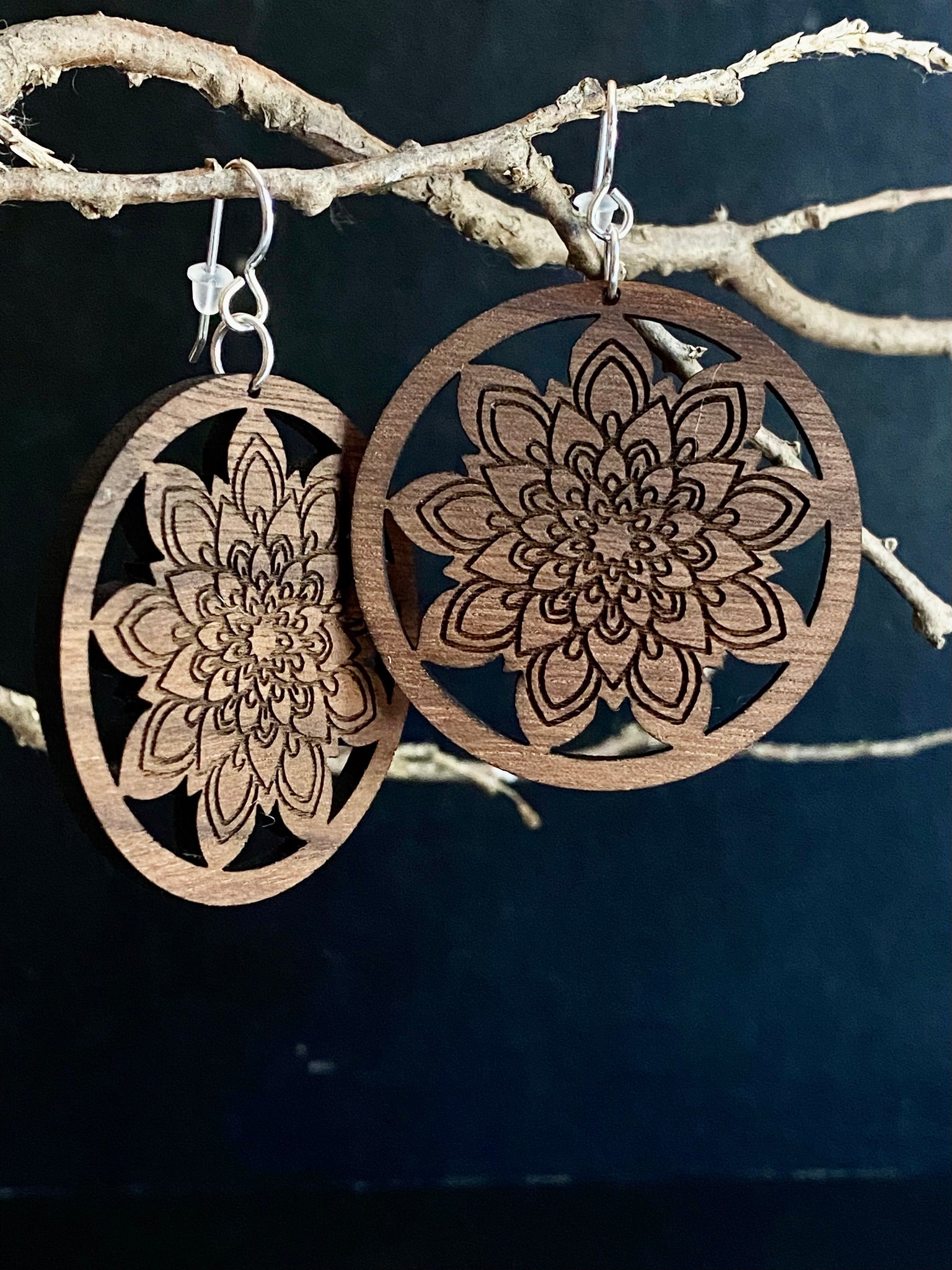 Boho Blooms Handmade Wooden Dangle Earrings