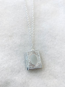 Beautiful Engraved Story Book Silver Locket Necklace