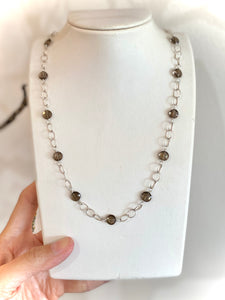 Hand Wired Smoky Quartz on Sterling Silver Necklace