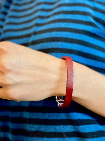 Handmade Simply Maroon Red Genuine Leather Bracelet