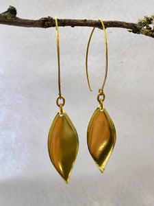 Handmade Gold Leaf Drop Earrings