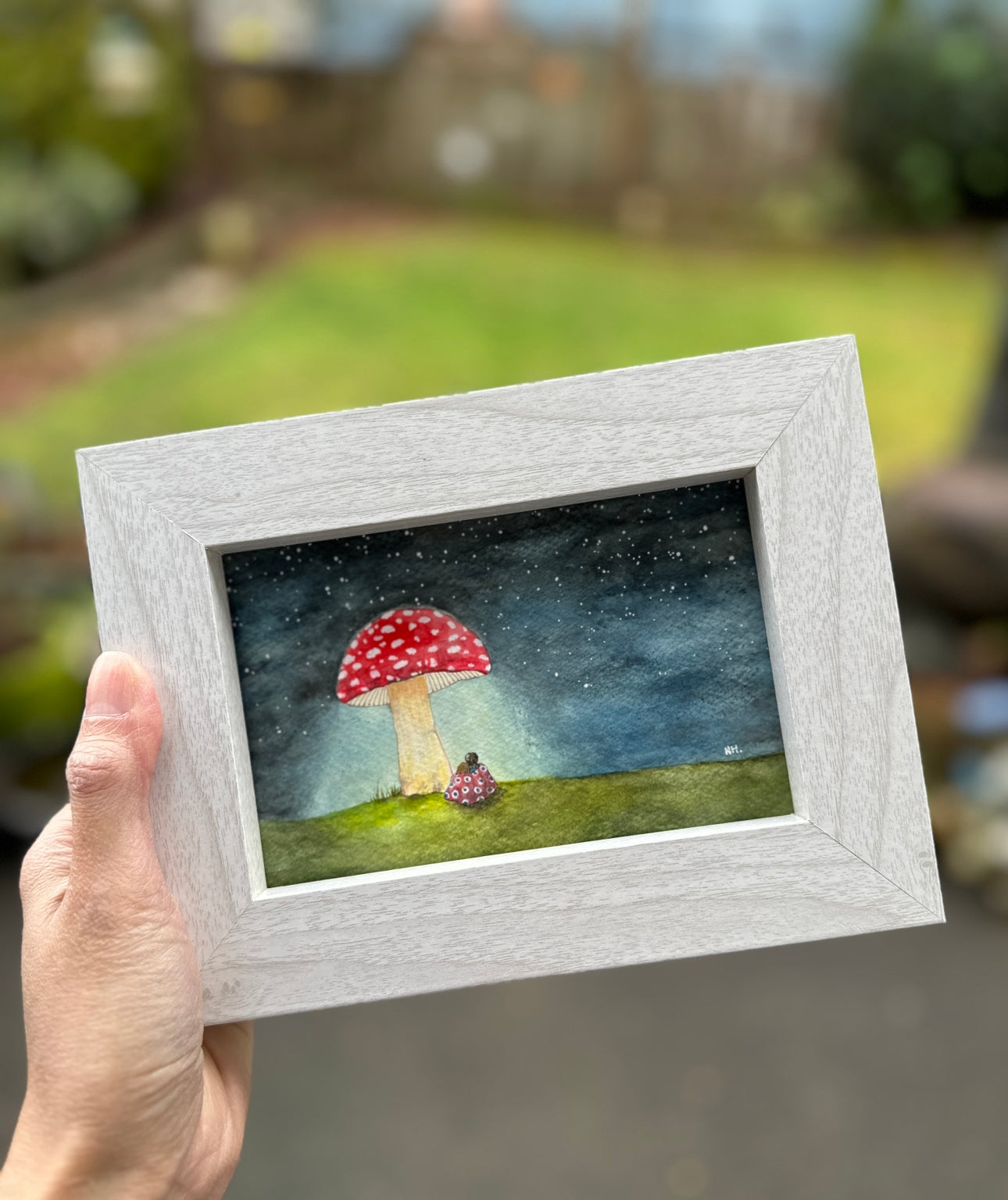 Can you hear my heart? Original Art By Nina Hand - Original Watercolor Painting: FRAMED