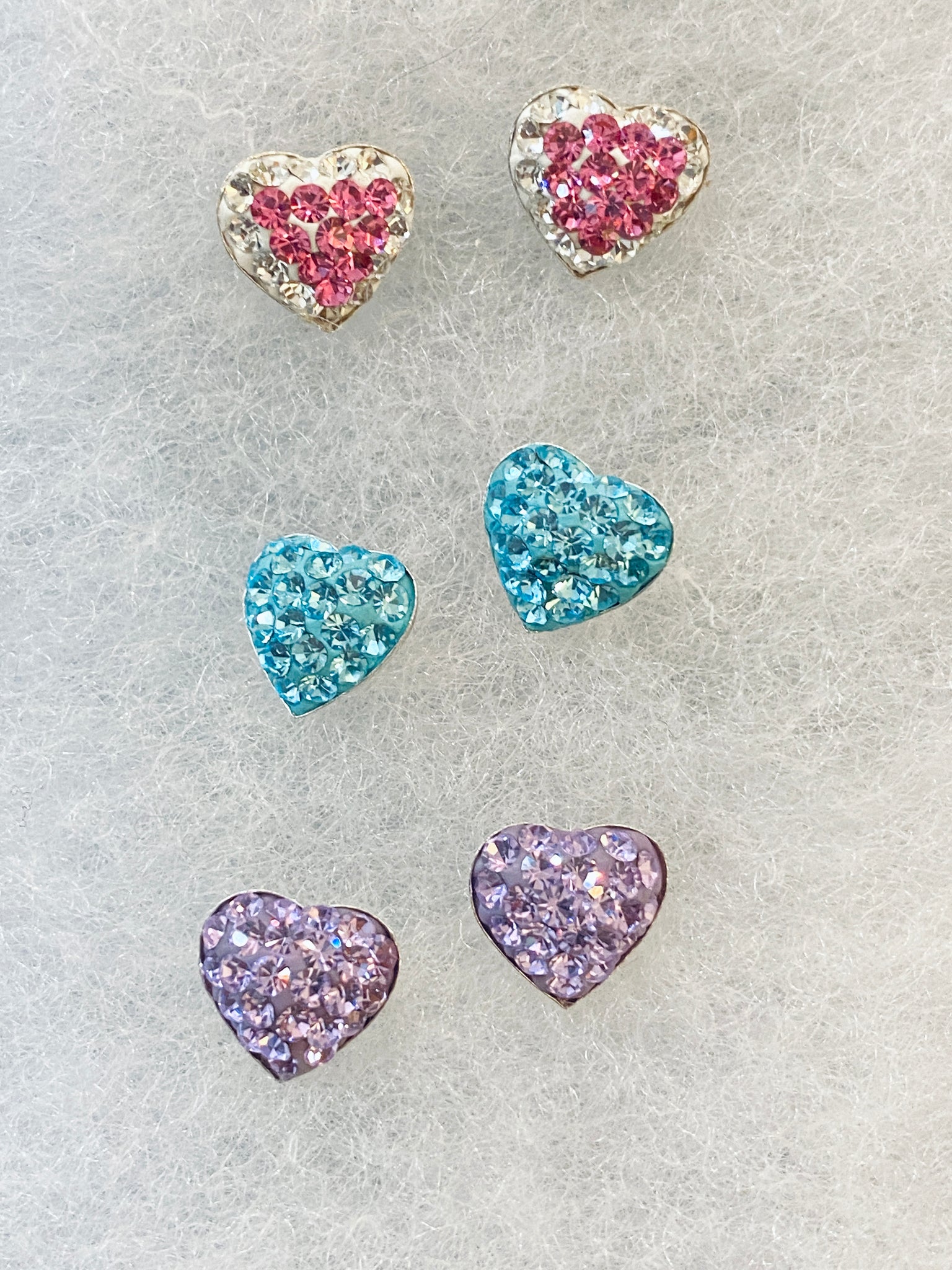 Beautiful CZ Color Heart 925 Stud Sterling Silver Earrings