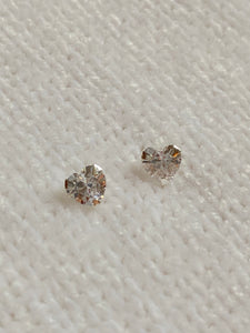 Heart Diamond Stud Sterling Silver Earrings