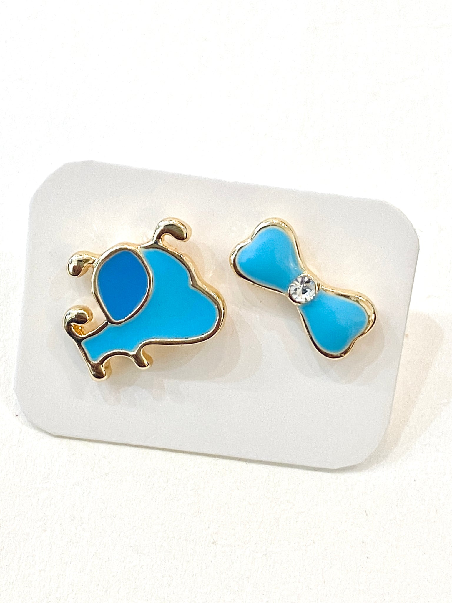 Mismatched Dog and Dog Bone Stud Earrings