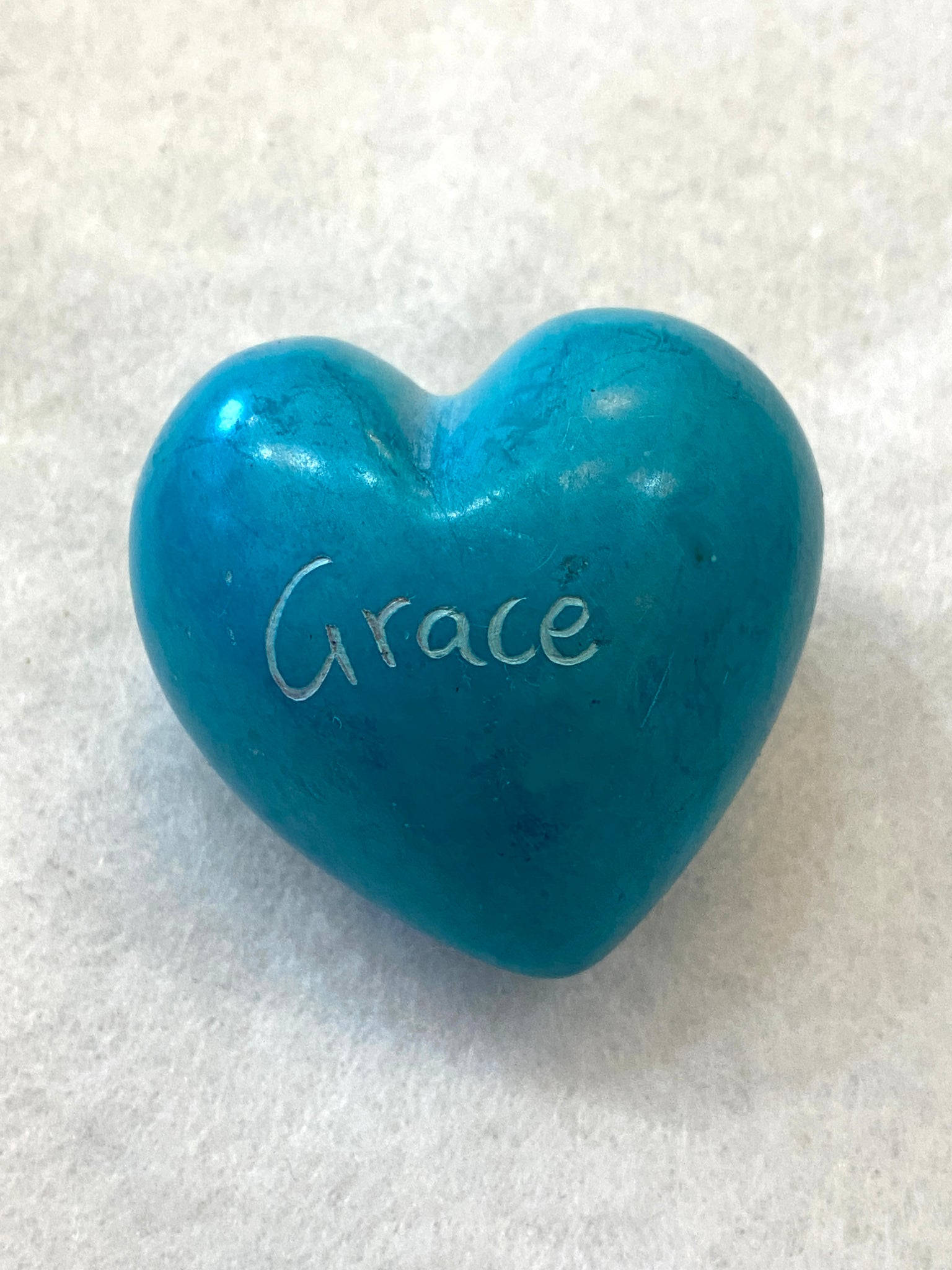 Hand Carved Soap Stone Heart With Word