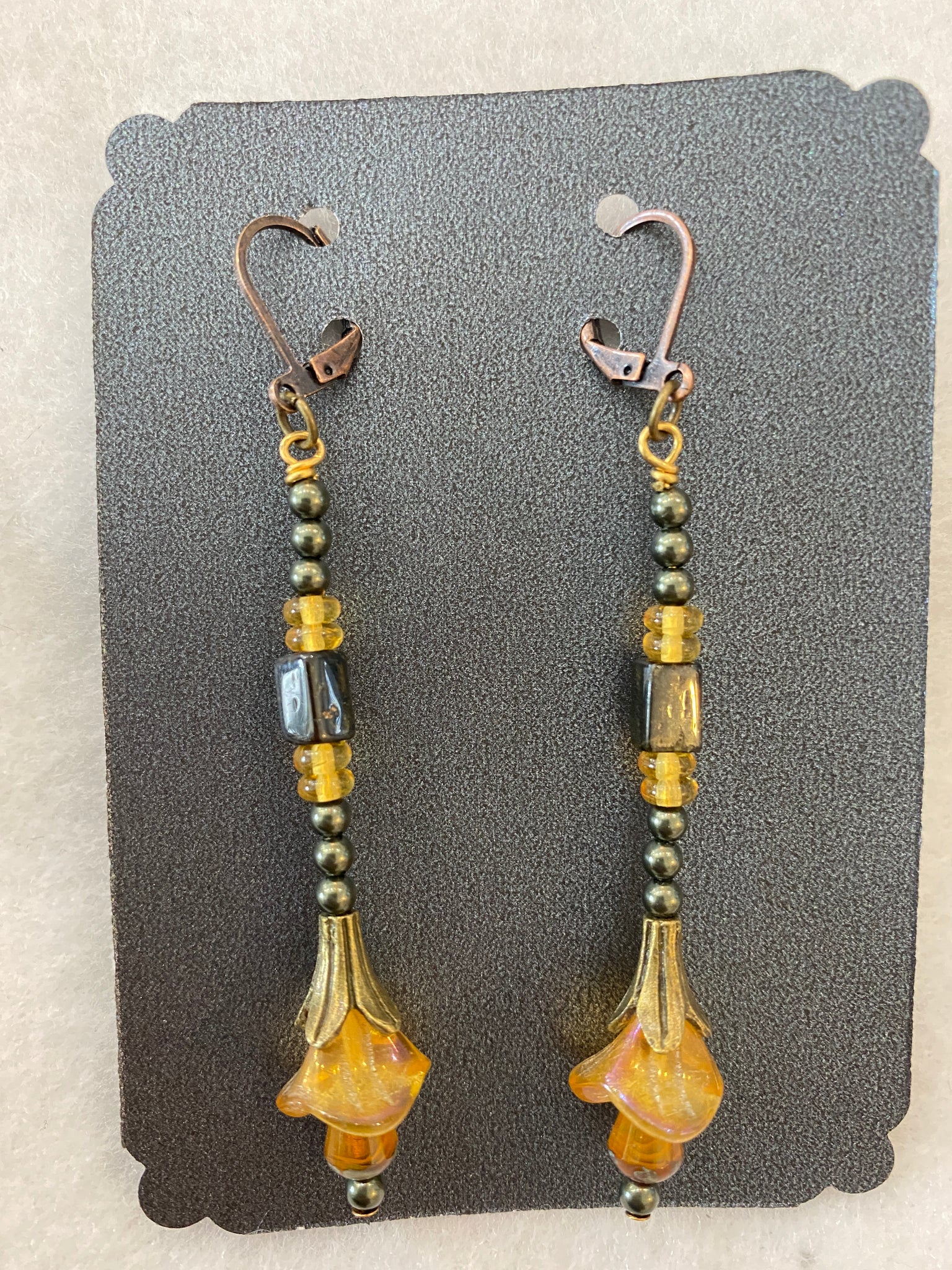 Hand Wired Mix Beads Long Earrings Made in PDX