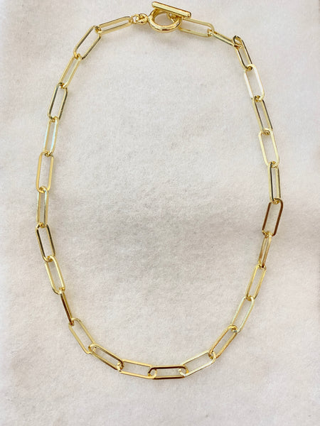 Classic Paperclip Chain Yellow Gold Necklace