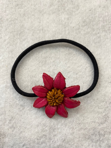 Small Genuine Leather Flower Scrunchies / Hair Ties