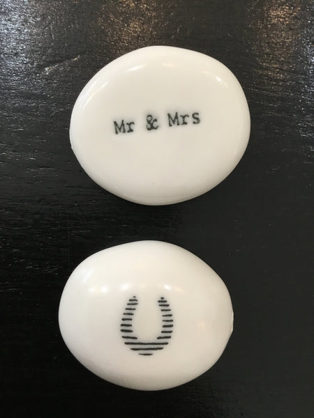 Porcelain words pebbles