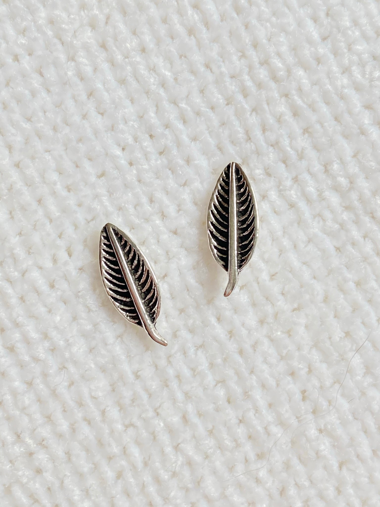 Leaf Oxidized 925 Sterling Silver Stud Earrings