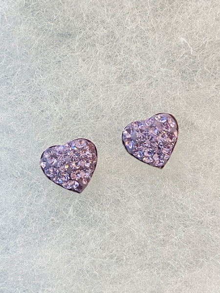 Beautiful CZ Color Heart 925 Stud Sterling Silver Earrings