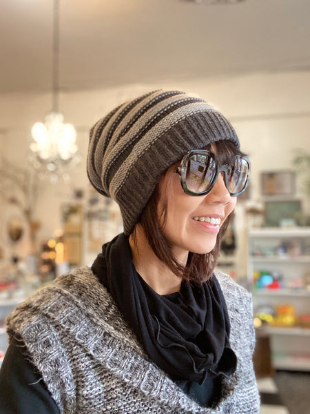 Stripe Slouch Beanie Hat