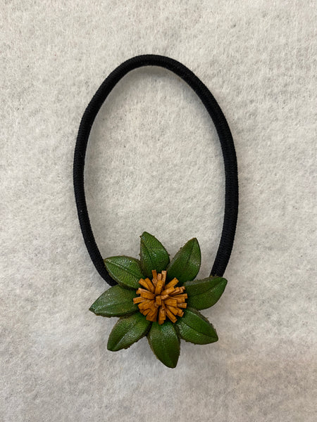 Small Genuine Leather Flower Scrunchies / Hair Ties