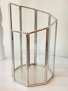 Sliver w/Glass Panels Octagon Shape Terrarium/candle Holder