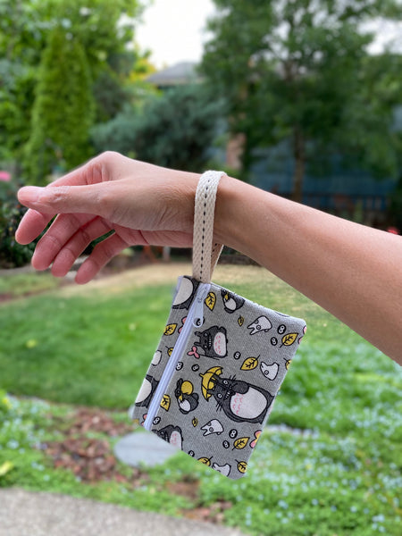 Handmade Cute Print Double Pocket Coin Purse With Wrist Band