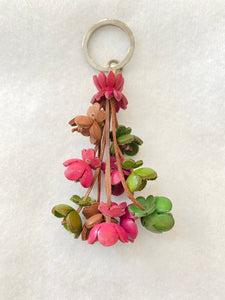 Genuine Leather Mini Flowers Key Chain or Bag Charm