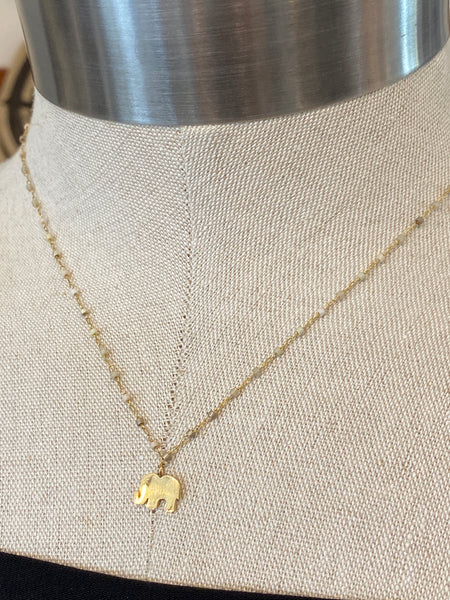 Gold Elephant Charm Necklace