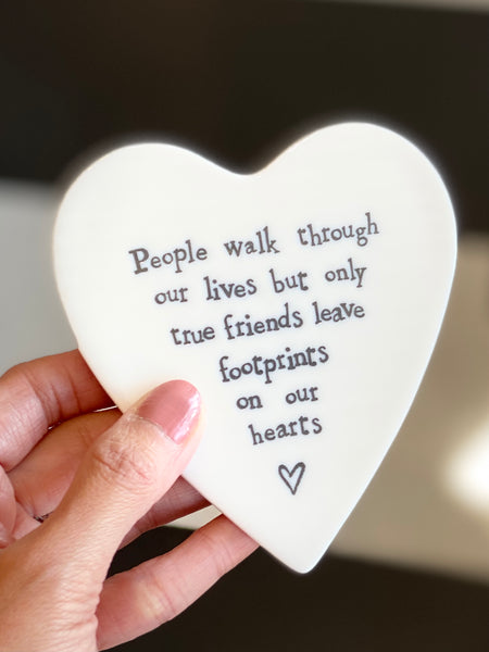 Heart Shaped With Friendship Quote Porcelain Coaster