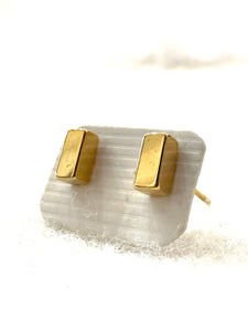 Rectangle Gold Cube Block Stud Earrings