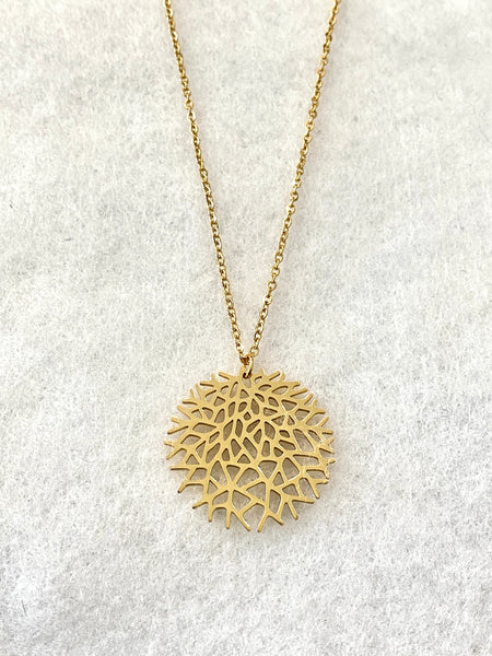Modern Gold Coral Reef Pendant Necklace