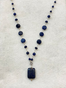 Elegant Lapis Beads on Sterling Silver Necklace