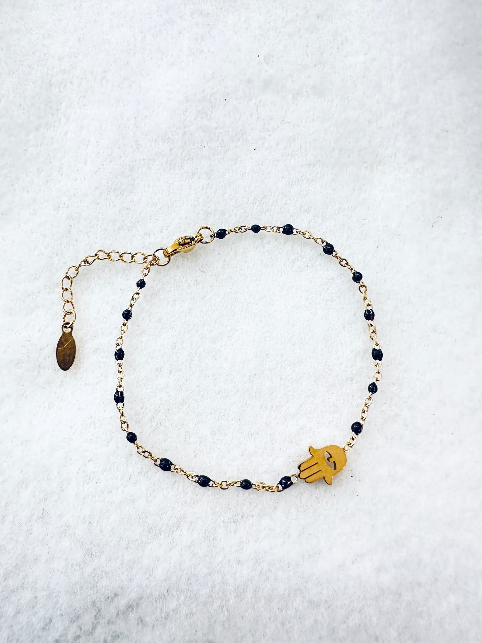 Delicate Hamsa Charm Bracelet With Semi Precious Stone Beads