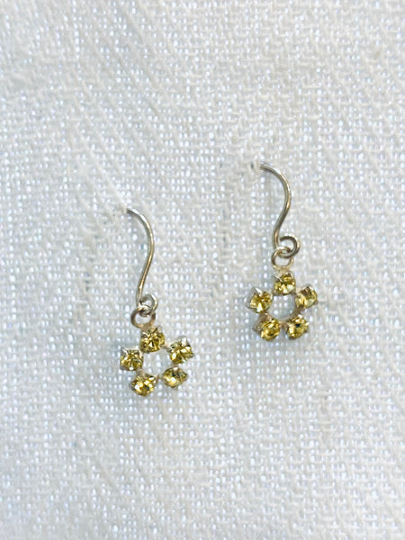 Cz Flower Drop 925 Sterling Silver Dangle Earrings