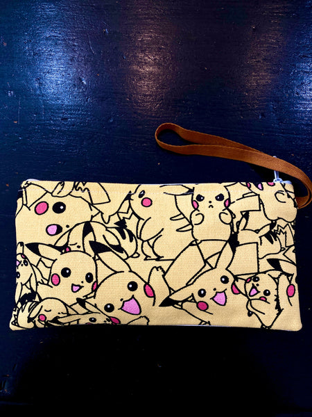 Large Handmade Cute Make Up/ Pencil Pouch with Wrist Strap