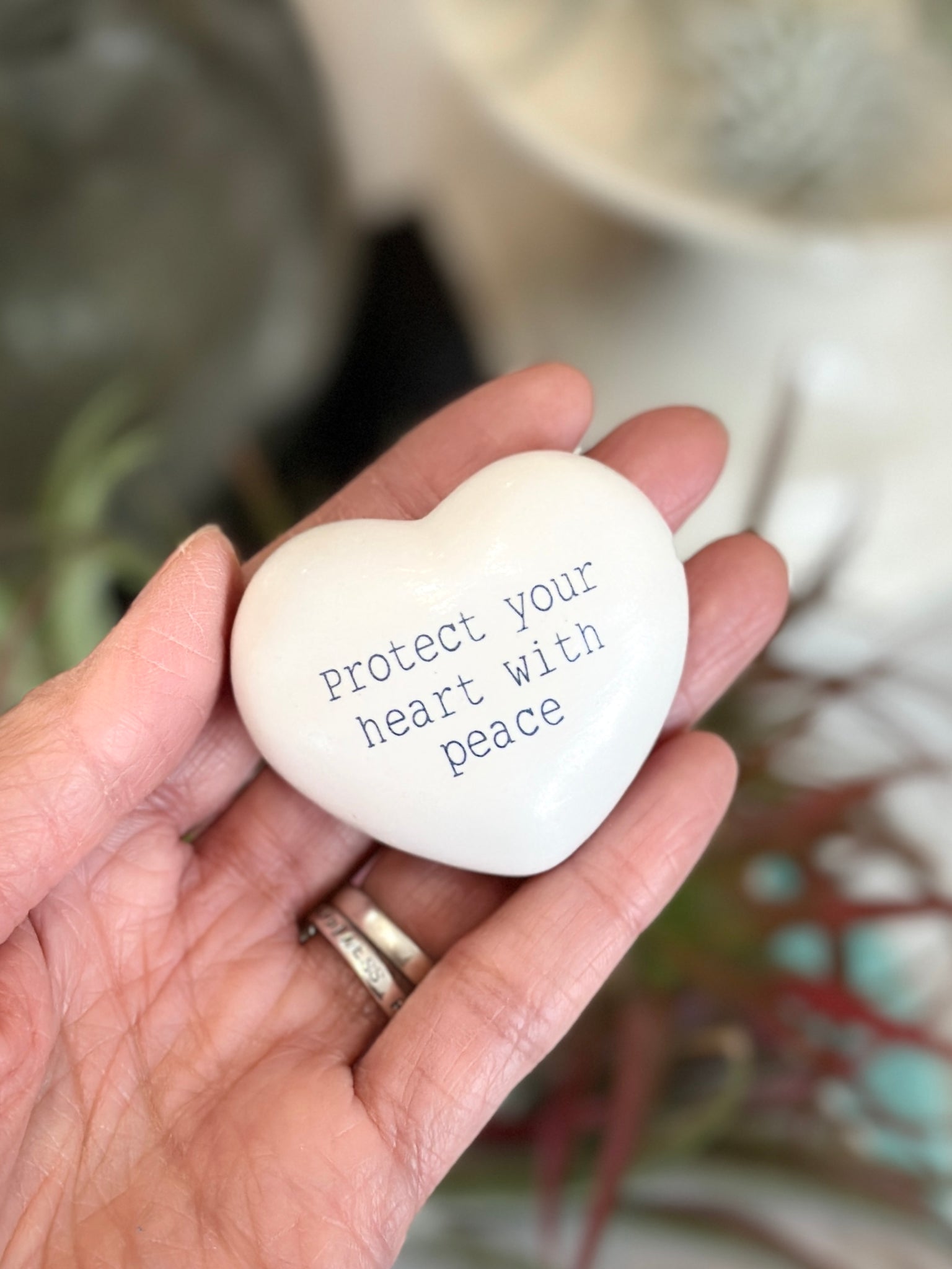 Ceramic Heart Peace and Love Token