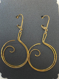 Hand Wired Hand Hammered Brass Circle Swirly Earrings Made in PDX