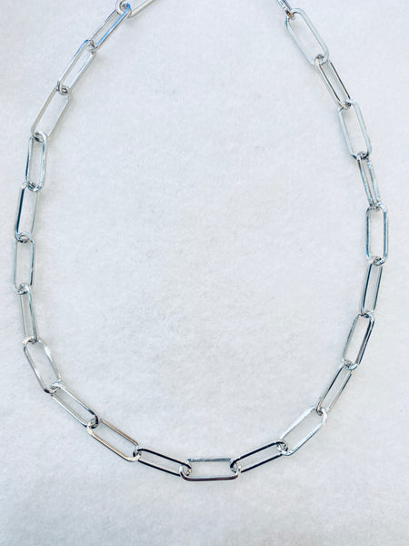 Classic Paperclip Chain Silver Necklace