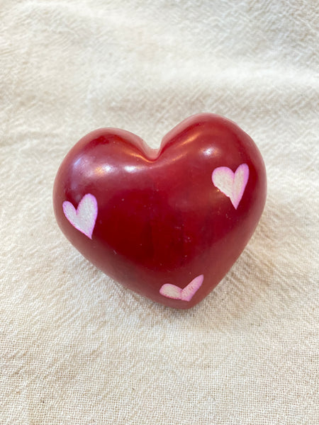 Hand Carved Soap Stone Heart With Patterns