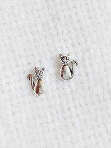 Sitting Kitty 925 Sterling Silver Stud Earrings